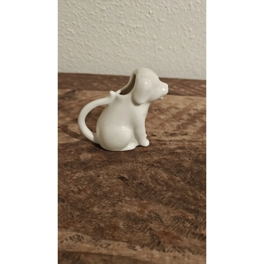 Small White Dog Porcelain Mini Collectible Creamer